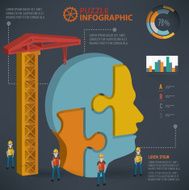 Head puzzle info graphic design three dimension vector