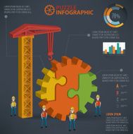 Gear puzzle info graphic design three dimension vector
