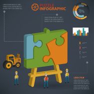 Blackboard puzzle info graphic design three dimension vector