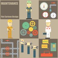Maintenance People Flat Cartoon