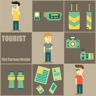 Tourist People Flat Cartoon