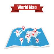 World map with shadow and pointers N2