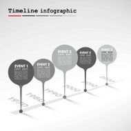 Monochrome Infographic timeline report template with bubbles - events