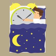 businessman sleeps with alarm clock