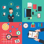Collection of flat colorful business and finance concepts icons Vector N2