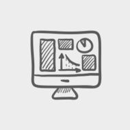 Monitor with business graph sketch icon