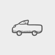 Pick up truck sketch icon