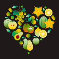 Heart made of yellow fruits