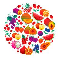 Circle with red and orange fruits