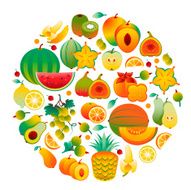 Circle made of orange and yellow fruits