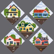 Modern flat vector buildings set N17