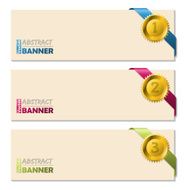 Banners with gold pendent and ribbons