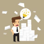 business man worked hard bulb idea broken