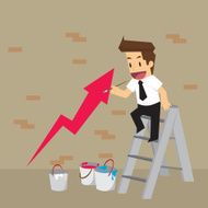 business man draw arrows income in the future