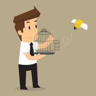 businessman release idea bulb