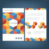 Report cover vector template Low polygonal cube patter Geometric isometric