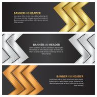 gold silver and bronze banner template design zig zag style