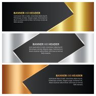 abstract gold silver and bronze banner arrow style template des
