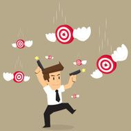 businessman shot target flying Precisely