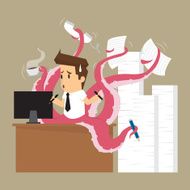 businessman hand on octopus