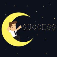 businessman sleeping on the moon Write successful