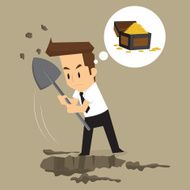 businessman dig for treasure
