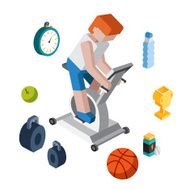Sport exercise workout flat 3d isometric modern design concept