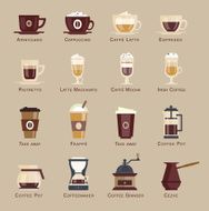 Coffee vector icon set menu N3