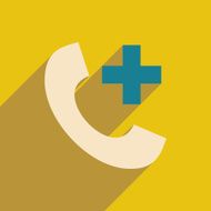 Flat with shadow icon and mobile application online medical care