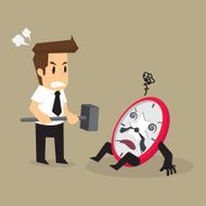 business man smashed watch not on time