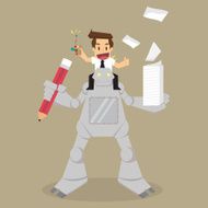 businessman control the robot assistant work N2
