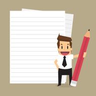 Businessman with a paper text record