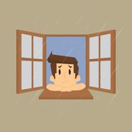 businessman with a rainy season that boring