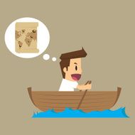 businessman exploring the sea adventure to find treasure