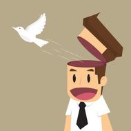 business man bird out of the head
