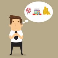 businessman imagine building to target