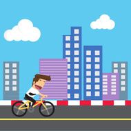businessman cycling for health and energy saving