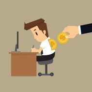businessman working with drop coins arouse the efficien