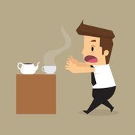 businessman drink coffee because of drowsiness Addicted to coff