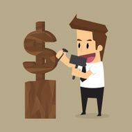 businessman carvings of earning money in the future
