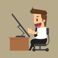 business man is happy with the work desk N3