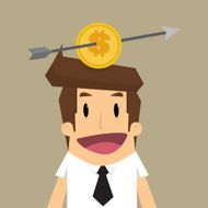 business man with Lou arrow to coin placed
