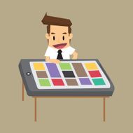 business man with a desk smartphone