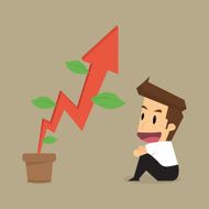 businessman wait to grow up rising arrow