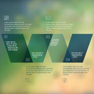 W shaped folded ribbon numbered secuence chart infographic template design