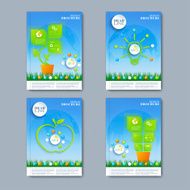 Modern vector set of brochures in the green infographics style