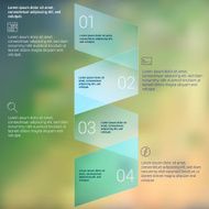 W shaped folded ribbon numbered secuence chart infographic template design N2