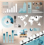 Global crude oil drilling and refining industrial petroleum production infographic