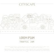 Cityscape graphic template Modern city Traffic jam