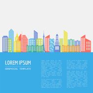 Cityscape graphic template Modern city architecture Vector ill